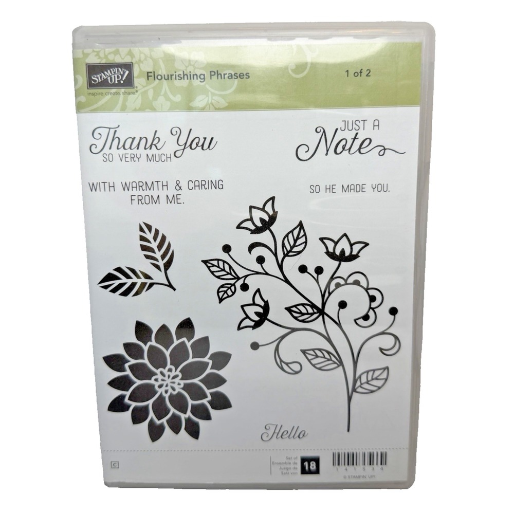 Stampin' Up Flourishing Phrases Cling Stamp Set 141534 Floral Sentiments NEW
